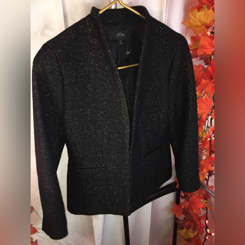 J. Crew | Women’s Black w/Gold Shimmer Shine Wool Jacket Coat